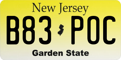 NJ license plate B83POC