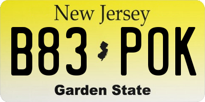 NJ license plate B83POK
