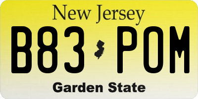 NJ license plate B83POM