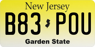 NJ license plate B83POU