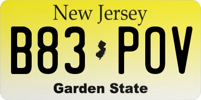 NJ license plate B83POV