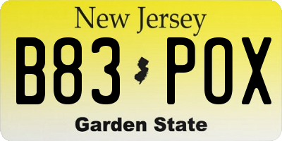 NJ license plate B83POX