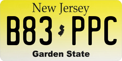NJ license plate B83PPC