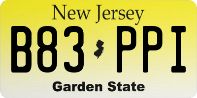 NJ license plate B83PPI