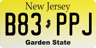 NJ license plate B83PPJ
