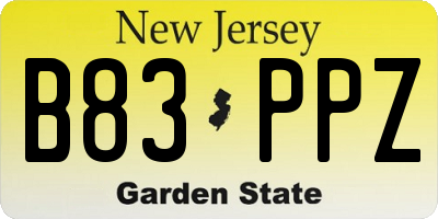 NJ license plate B83PPZ