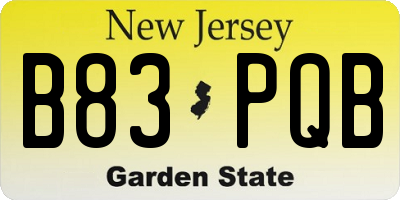 NJ license plate B83PQB