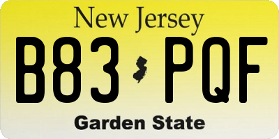 NJ license plate B83PQF