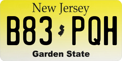 NJ license plate B83PQH