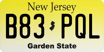 NJ license plate B83PQL