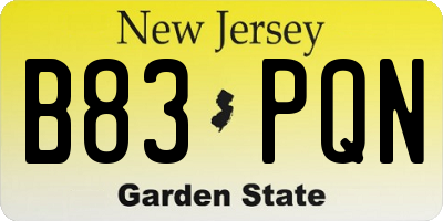 NJ license plate B83PQN