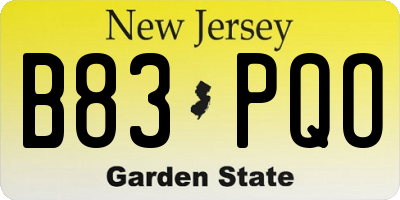 NJ license plate B83PQO