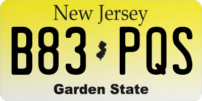 NJ license plate B83PQS