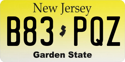 NJ license plate B83PQZ