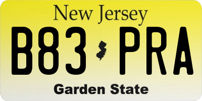 NJ license plate B83PRA