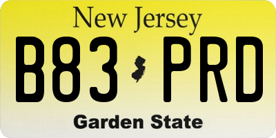 NJ license plate B83PRD