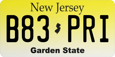 NJ license plate B83PRI
