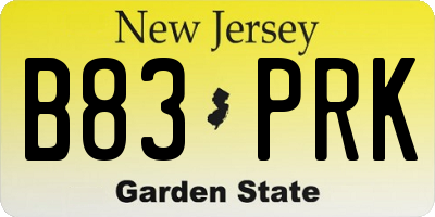 NJ license plate B83PRK