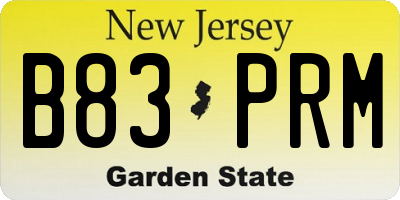 NJ license plate B83PRM