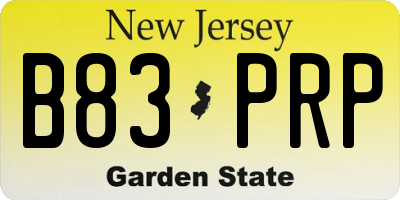 NJ license plate B83PRP