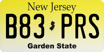 NJ license plate B83PRS