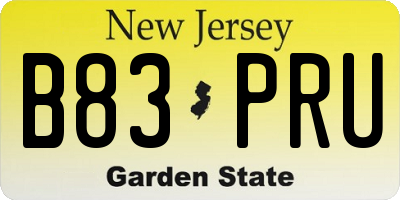 NJ license plate B83PRU