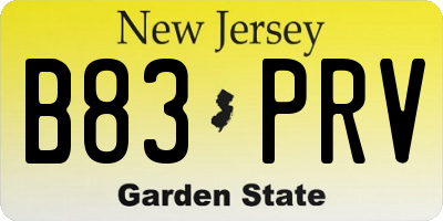 NJ license plate B83PRV