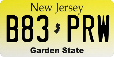 NJ license plate B83PRW