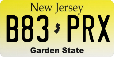 NJ license plate B83PRX
