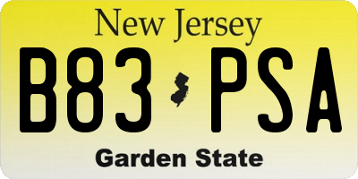 NJ license plate B83PSA