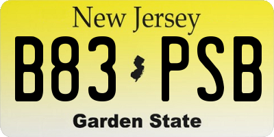 NJ license plate B83PSB