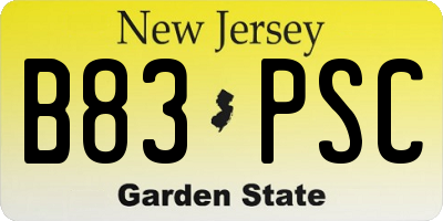NJ license plate B83PSC