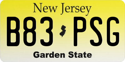 NJ license plate B83PSG