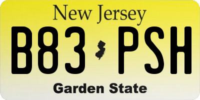 NJ license plate B83PSH