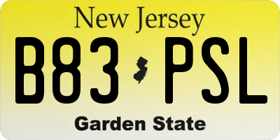NJ license plate B83PSL