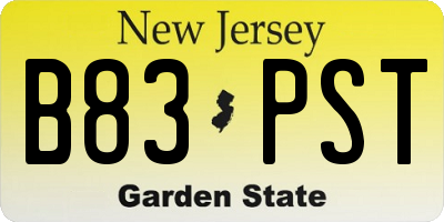 NJ license plate B83PST