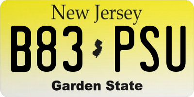 NJ license plate B83PSU
