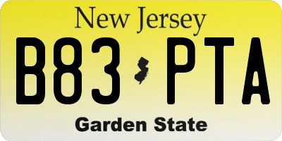 NJ license plate B83PTA