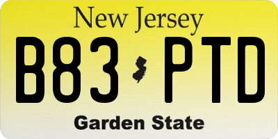 NJ license plate B83PTD
