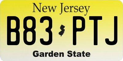 NJ license plate B83PTJ
