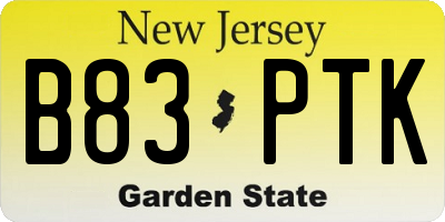 NJ license plate B83PTK