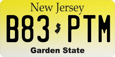 NJ license plate B83PTM