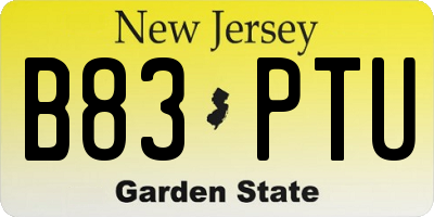 NJ license plate B83PTU
