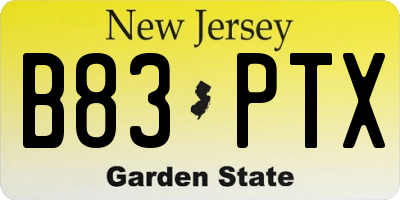 NJ license plate B83PTX