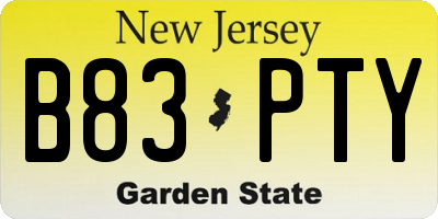 NJ license plate B83PTY