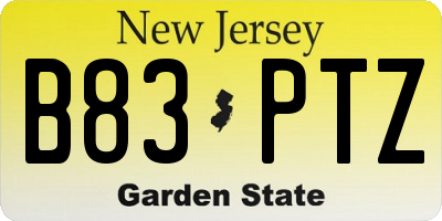 NJ license plate B83PTZ