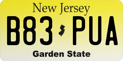NJ license plate B83PUA
