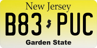 NJ license plate B83PUC