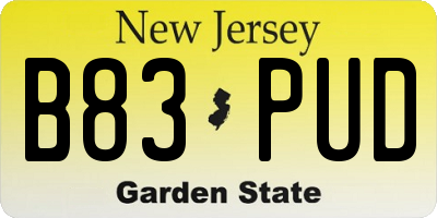 NJ license plate B83PUD
