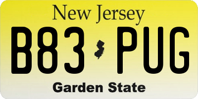 NJ license plate B83PUG